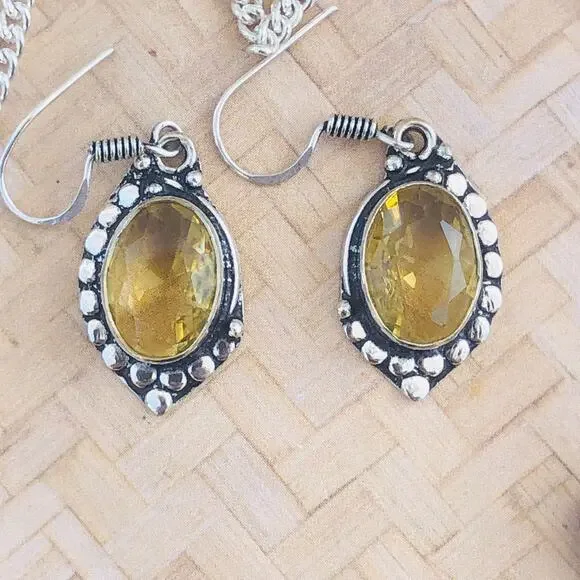 925 Sterling Faceted Citrine Necklace 21" - Picture 6 of 7